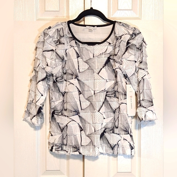 erin london Tops - Erin London Black and White Ruffled Tee